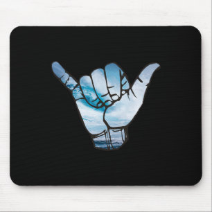 Shaka T Shirt Ocean Surfing Wave Surfer Hawaii Han Mouse Pad