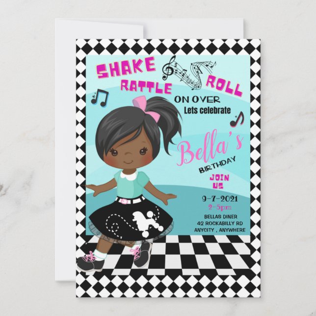 Shake, Rattle, Roll Birthday Invitation Card (Front)