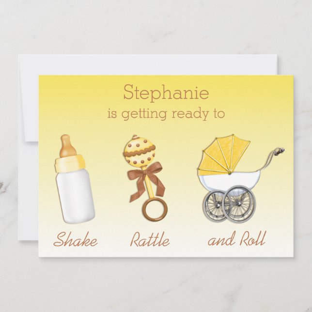Shake Rattle Roll Neutral Gender Baby Shower Invitation (Front)