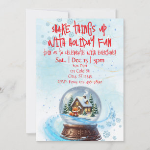 Shake Things Up Holiday Fun, Snow Globe Fox  Invitation