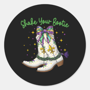Shake Your Bootie Mardi Gras Boots Classic Round Sticker