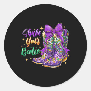 Shake Your Bootie Mardi Gras Cowboy Boot Mardi Gra Classic Round Sticker