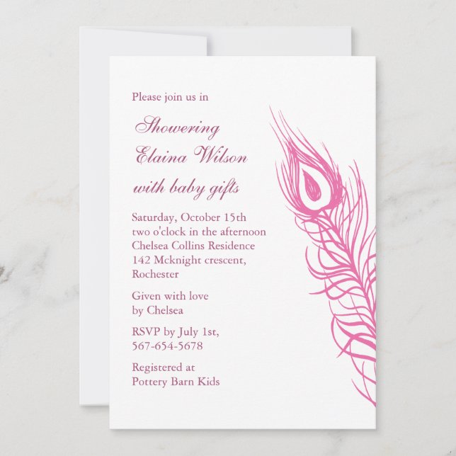 Shake your Tail Feathers Baby Shower Invite (pink) (Front)