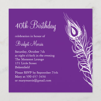 Shake Your Tail Feathers Birthday Invite (purple)
