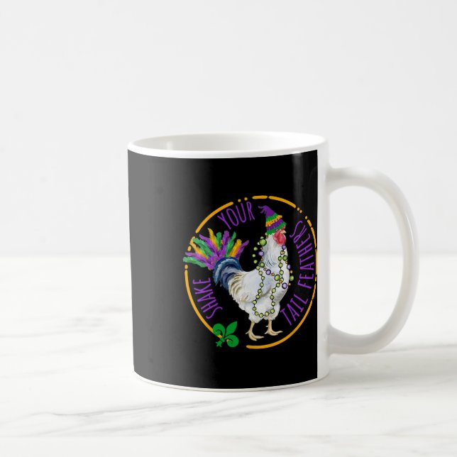 Shake Your Tail Feathers Cute Chicken Funny Mardi  Coffee Mug (Right)