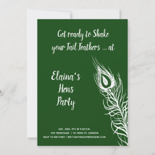 Shake your Tail Feathers Hens Party emerald green Invitation