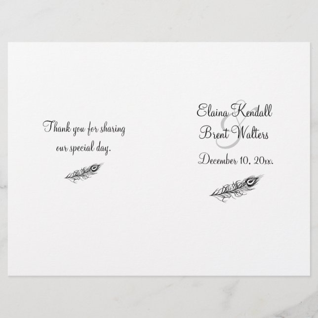 Shake your Tail Feathers Wedding Program (Front)