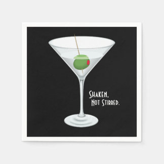 Shaken Not Stirred Vodka Martini Cocktail Drink Napkin