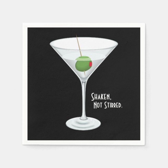 Shaken Not Stirred Vodka Martini Cocktail Drink Napkin (Front)