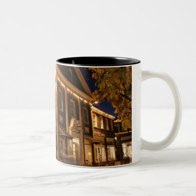Shaker Square at Night - 1 Two-Tone Coffee Mug (Right)