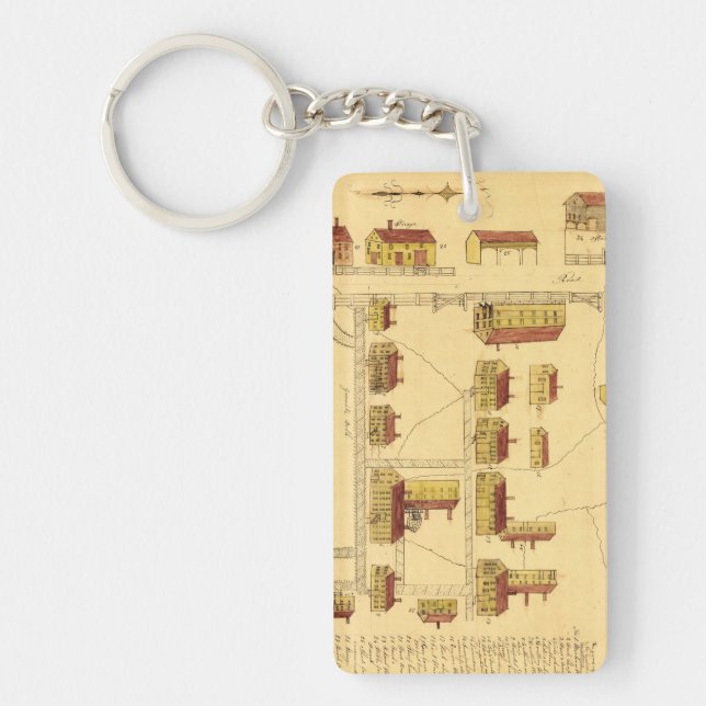 SHAKER VILLAGE MAP, 1849 KEY RING (Front)