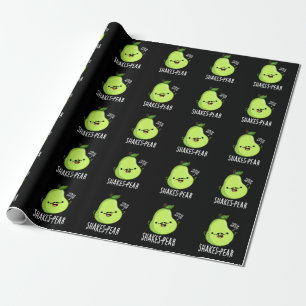 Shakes-pear Funny Pear Fruit Pun Dark BG Wrapping Paper