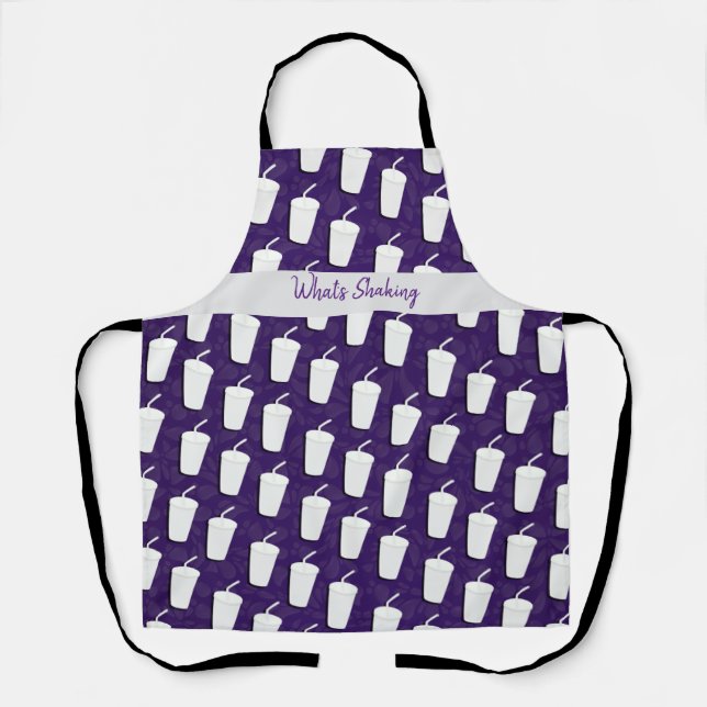 Shakes To Go Fun Drink Pattern Art Apron (Front)