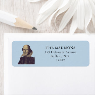 Shakespeare Bookish Elegant Blue Return Address Label