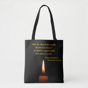 Shakespeare Candle Flame Quotation Tote Bag