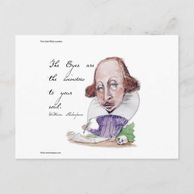 Shakespeare Caricature & The Tempest Quote  Postcard (Front)