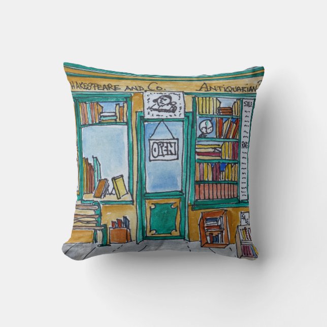 Shakespeare & Co. Bookstore | Seine, Paris Cushion (Front)