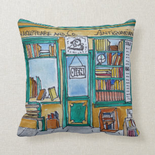 Shakespeare & Co. Bookstore Seine, Paris Cushion