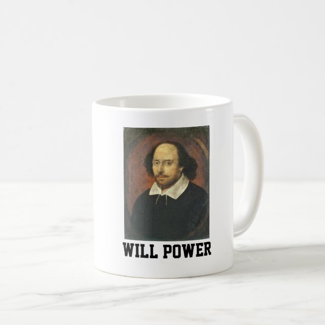 Shakespeare Coffee Mugs, WILL POWER Mug (Front Right)
