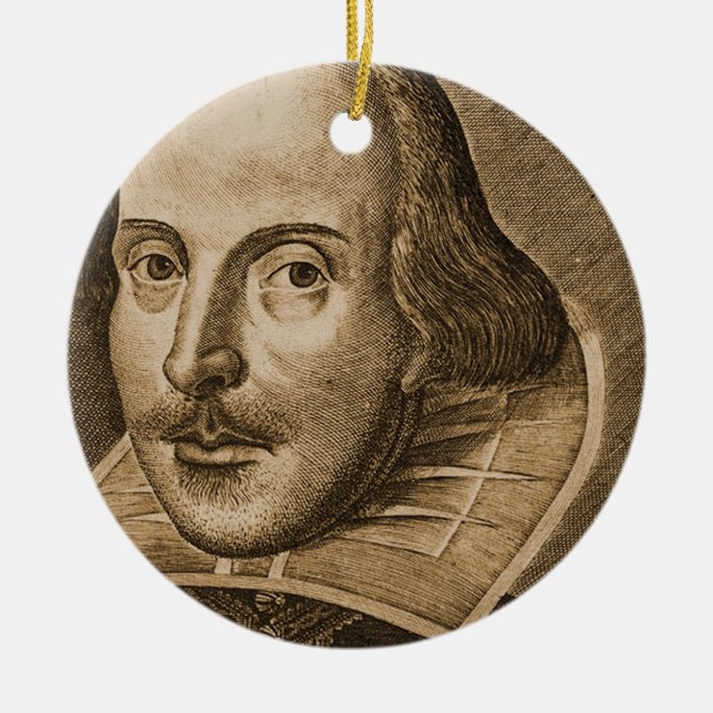 Shakespeare Droeshout Engraving Ceramic Ornament (Front)