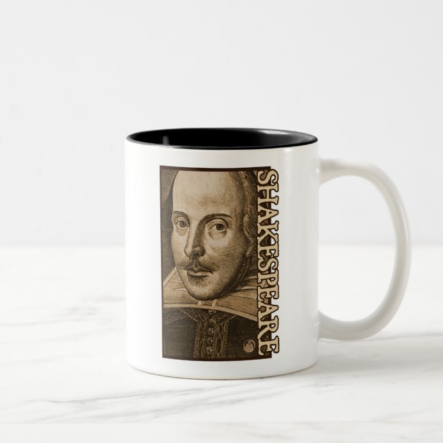 Shakespeare Droeshout Engravings Two-Tone Coffee Mug (Right)