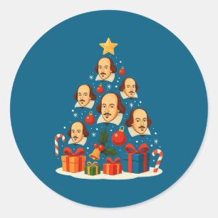 Shakespeare English Literature Christmas Tree Xmas Classic Round Sticker