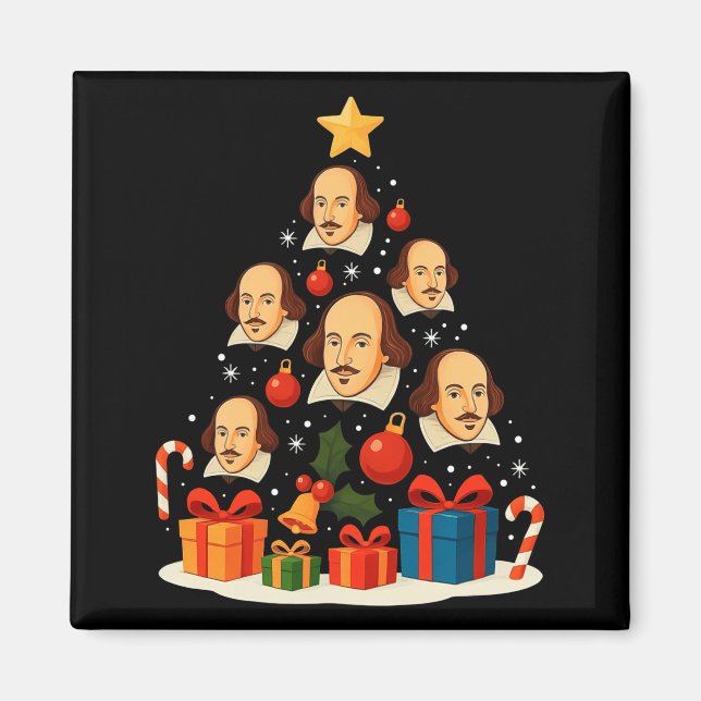 Shakespeare English Literature Christmas Tree Xmas Magnet (Front)