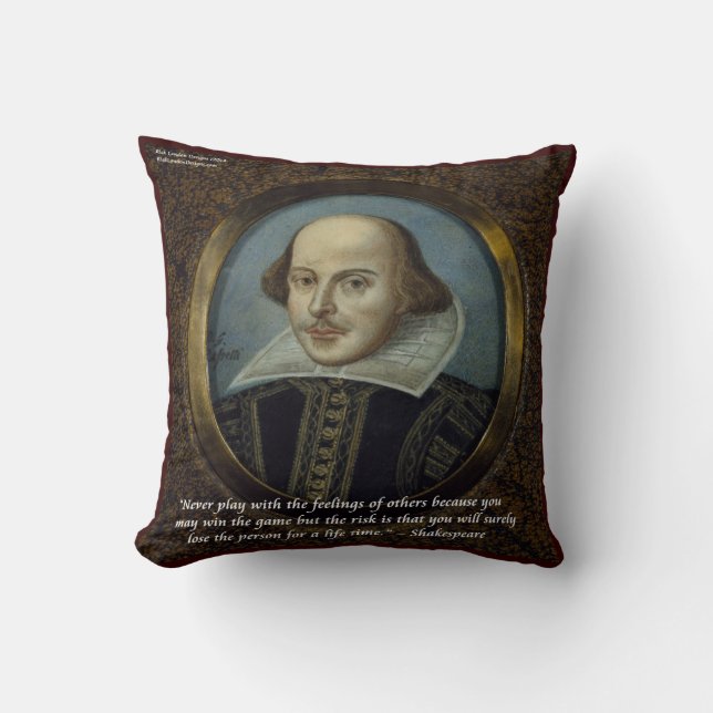 Shakespeare & Feelings Quote Cotton Throw Pillow (Front)