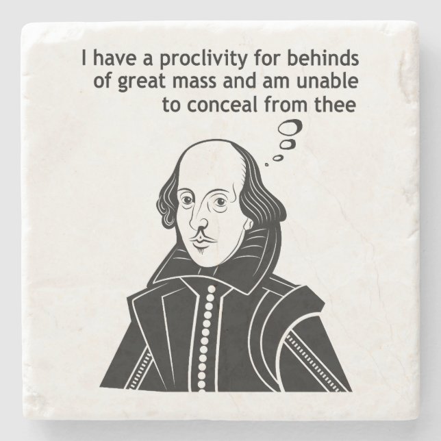 Shakespeare Funny Quote Stone Coaster (Front)