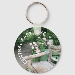 Shakespeare Garden Bench Roses Central Park NYC Key Ring