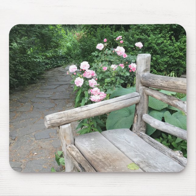 Shakespeare Garden Bench Roses Central Park NYC Mouse Pad (Front)