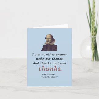 Shakespeare Gratitude Elegant Literary Bookish  Thank You Card