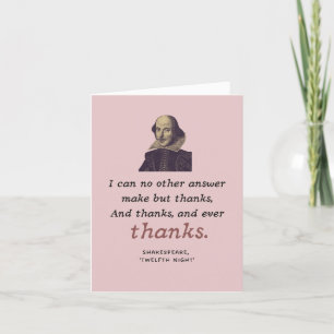 Shakespeare Gratitude Literary Bookish British Thank You Card