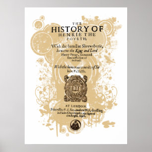 Shakespeare Henry IV Part I Quarto Front Piece Poster