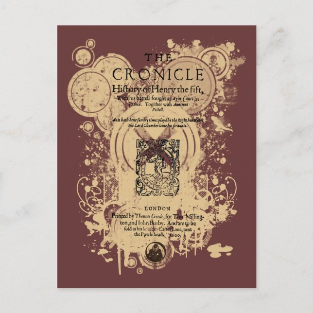 Shakespeare Henry V Quarto Front Piece Postcard (Front)