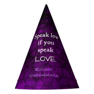 Shakespeare Inspirational Romantic LOVE Quote Party Hat