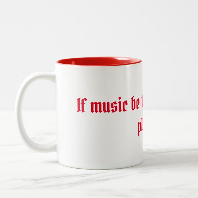 Shakespeare Love and Music Quote Two-Tone Coffee Mug (Left)