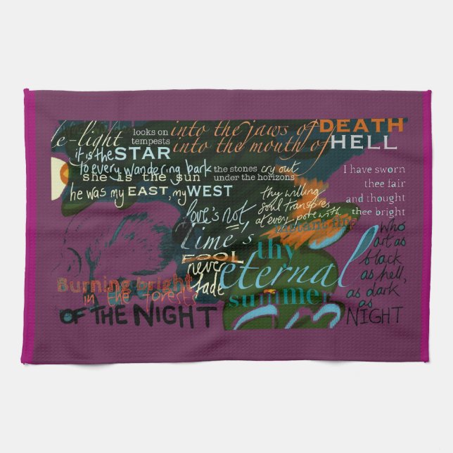 Shakespeare Love Poetry Quotes Tea Towel (Horizontal)
