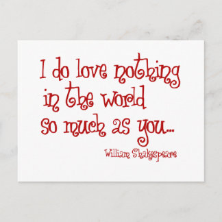 shakespeare love red postcard