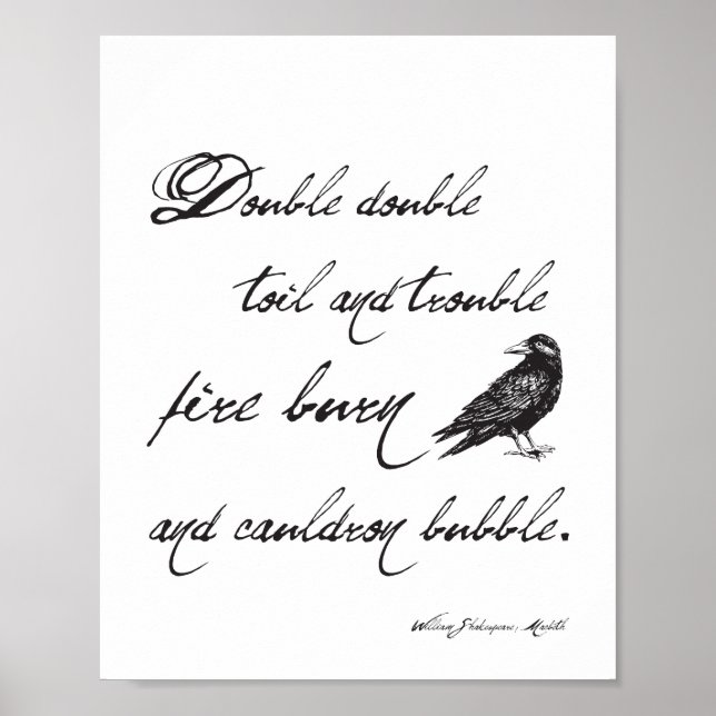 Shakespeare Macbeth Spell Quote and Crow Halloween Poster (Front)