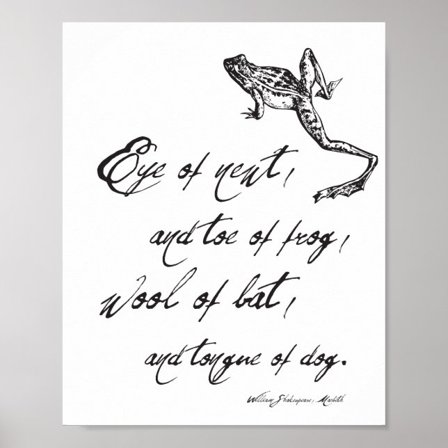 Shakespeare Macbeth Spell Quote & Frog Halloween Poster (Front)