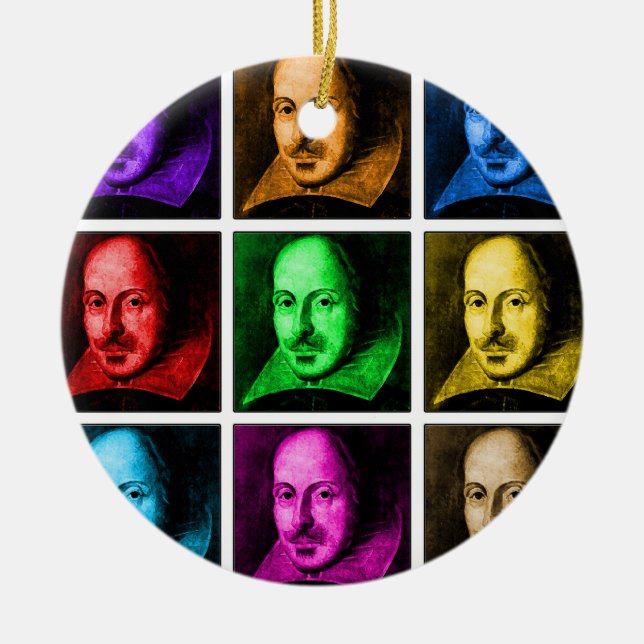 Shakespeare Pop Art Ceramic Tree Decoration (Front)