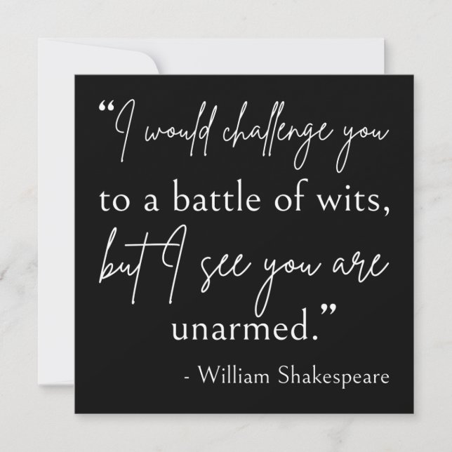 Shakespeare Quote - Battle Of Wits II Invitation (Front)
