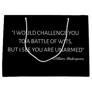 Shakespeare Quote - Battle Of Wits Large Gift Bag