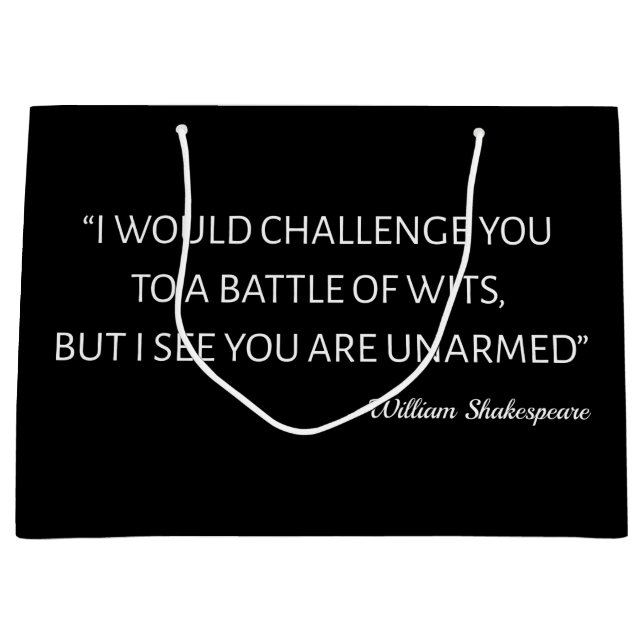 Shakespeare Quote - Battle Of Wits Large Gift Bag (Front)