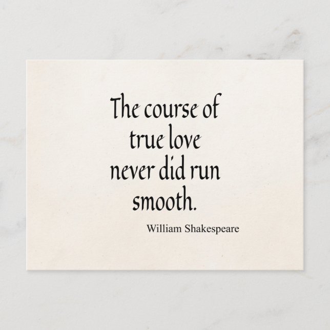 Shakespeare Quote Course of True Love Run Smooth Postcard (Front)