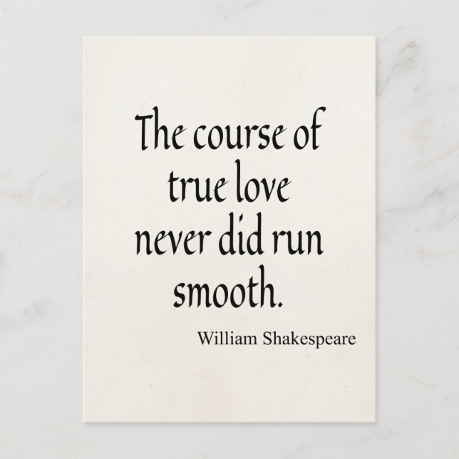 Shakespeare Quote Course of True Love Run Smooth Postcard (Front)