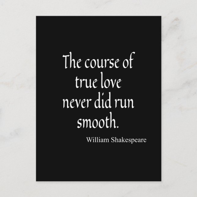 Shakespeare Quote Course of True Love Run Smooth Postcard (Front)