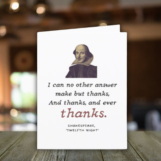 Shakespeare Quote Literary Gratitude Theatre Thank You Card
