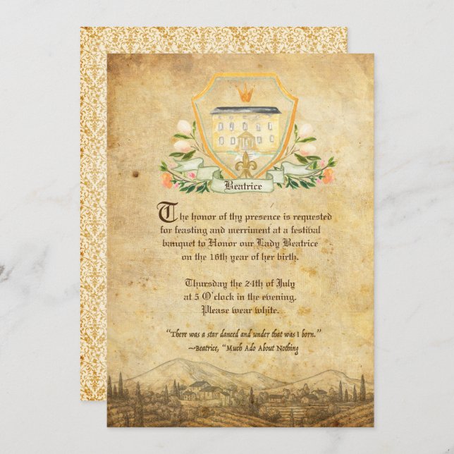 Shakespeare Quote | Much Ado About Nothing Invitation (Front/Back)